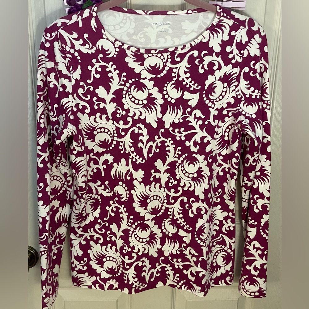 Last Chance! Kim Rogers Women's Purple and White Floral Blouse